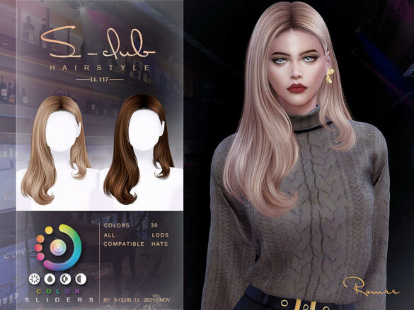 Sims 4 Mi-Long curly hairstyle(Romee) by S-Club