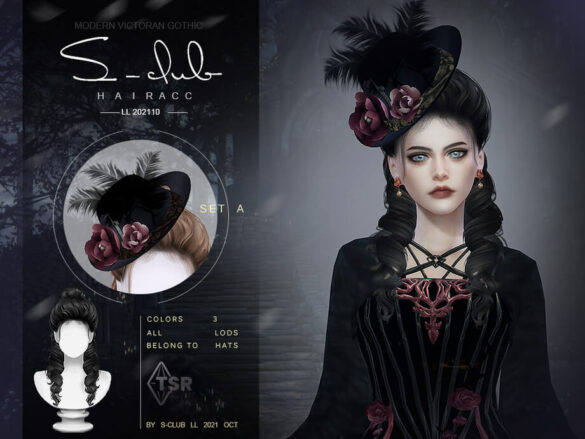 Modern Gothic rose feather hat model A by S-Club