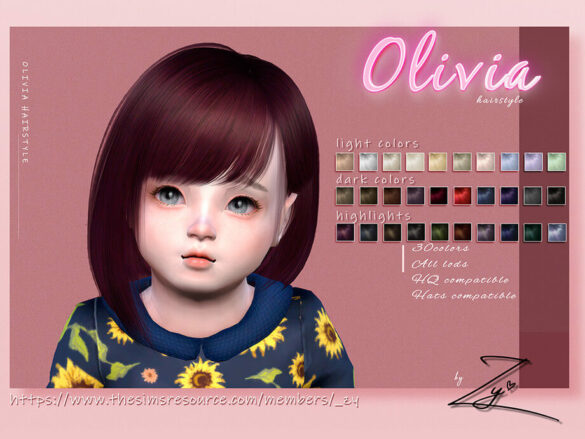 Sims 4 Olivia Hairstyle for toddlers by Zy