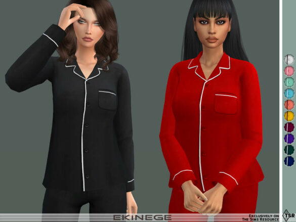 Sims 4 Pajama Shirt Set 25-1 by ekinege at TSR
