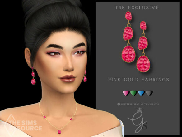 Sims 4 Pink Gold Earrings by Glitterberryfly