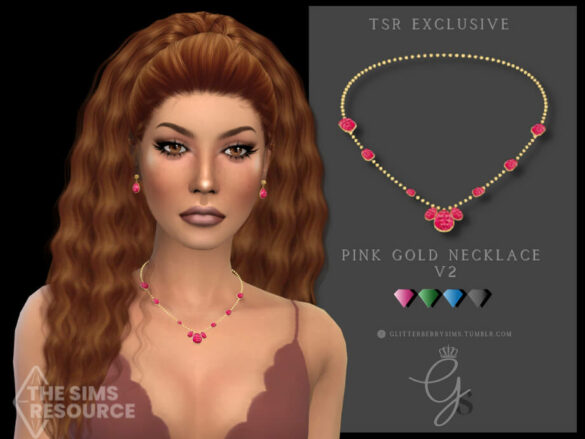 Sims 4 Pink Gold Necklace V2 by Glitterberryfly