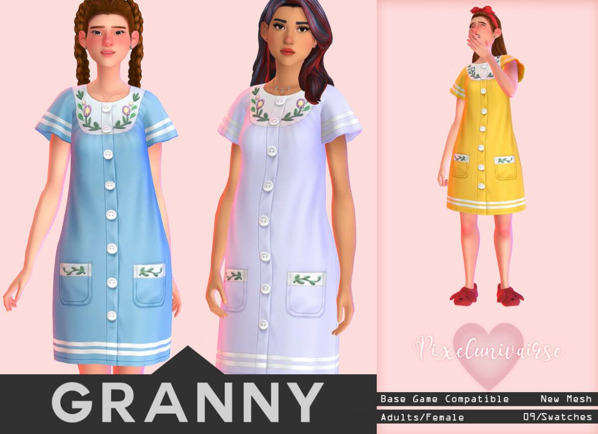 Sims 4 pixelunivairse-Granny sleeping dress