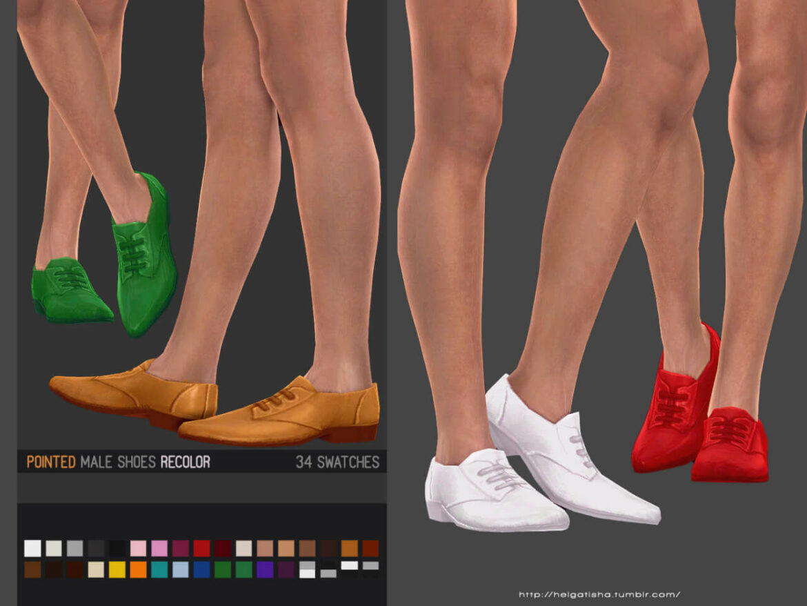Sims 4 Pointed male shoes recolor by Helgatisha