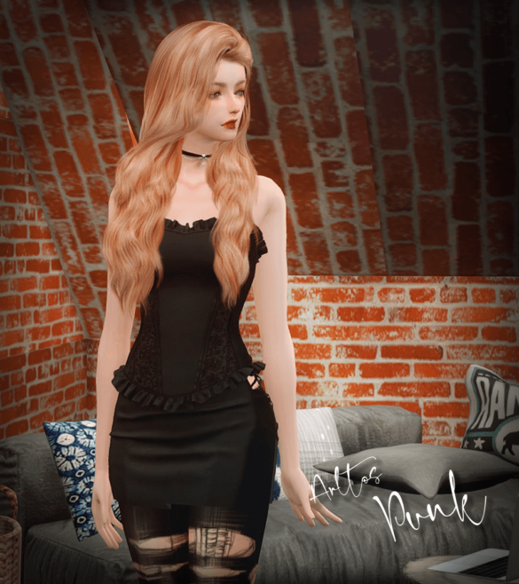 Sims 4 punk dress ripped stockings