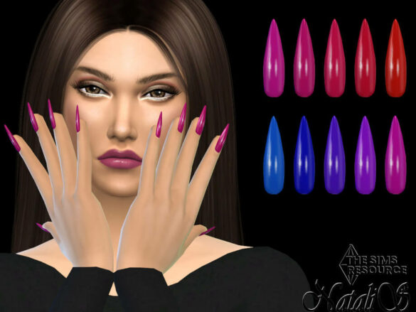Red-blue palette stiletto nails by NataliS