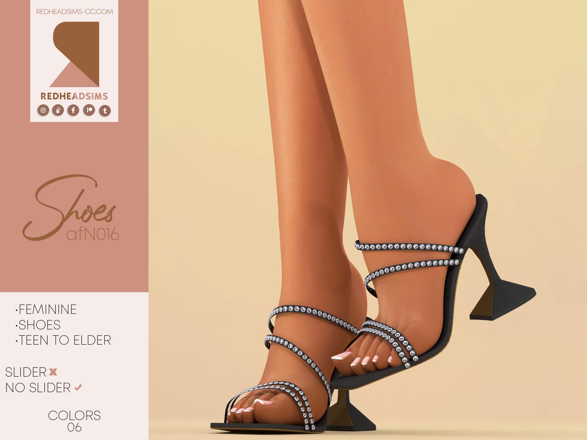 Rhinestone Strap Sandals N016 No Slider By Red The Sims Game