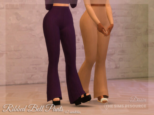 Sims 4 Ribbed Bell Pants by Dissia
