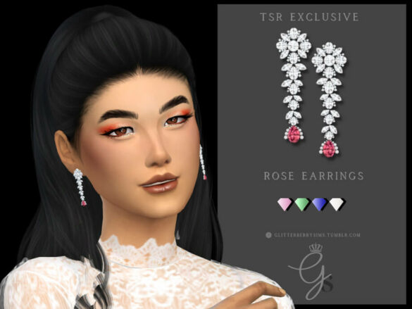 Sims 4 Rose Earrings by Glitterberryfly