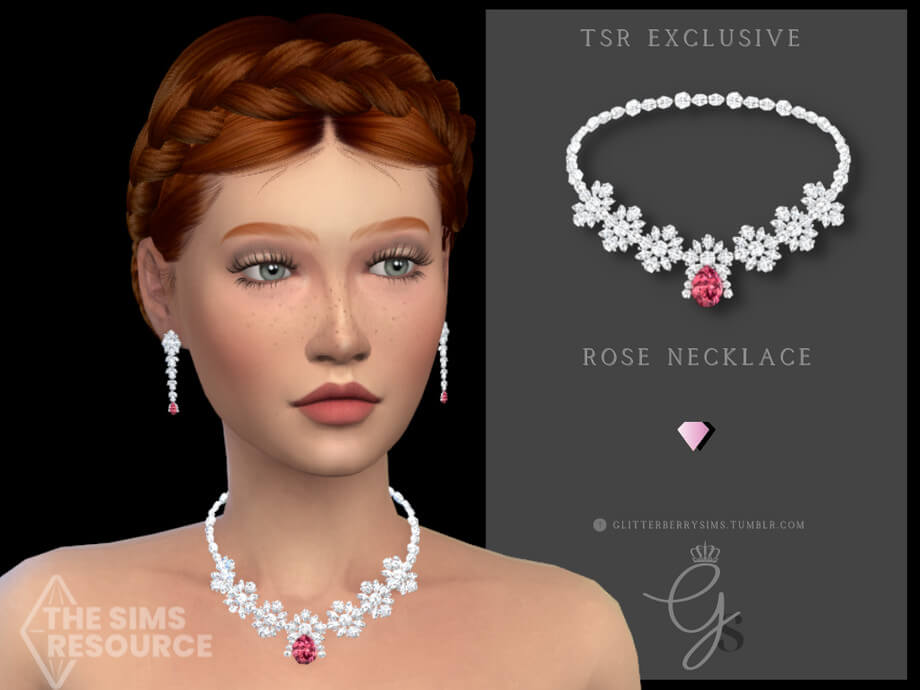 Sims 4 Rose Necklace By Glitterberryfly At Tsr The Sims Game