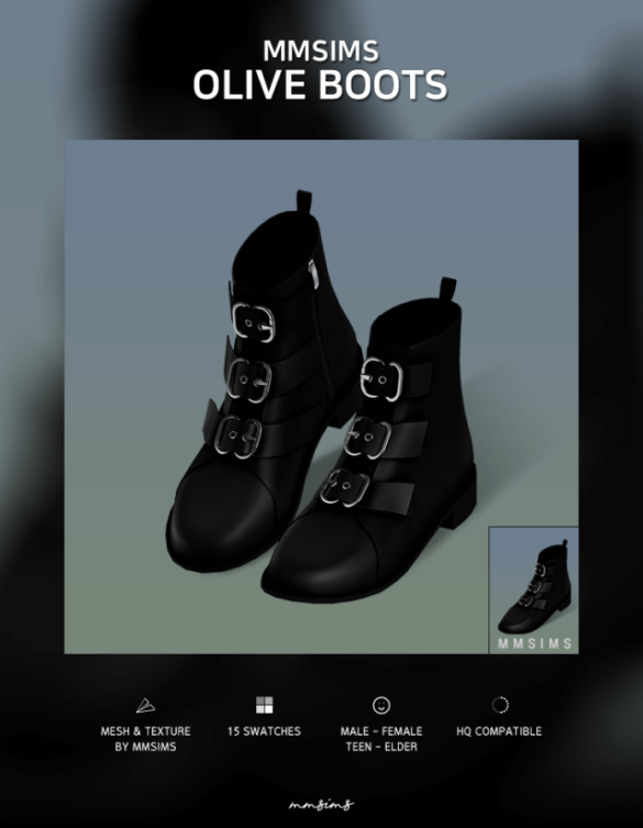 Sims 4 s4cc mmsims olive boots