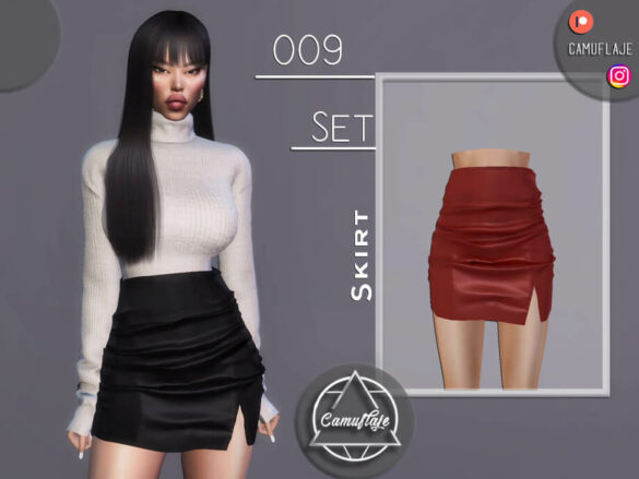 Sims 4 SET 009 – Leather Skirt by Camuflaje