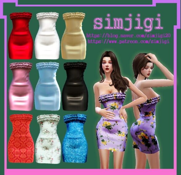 Sims 4 Shoulder line mini dress by Simjigi