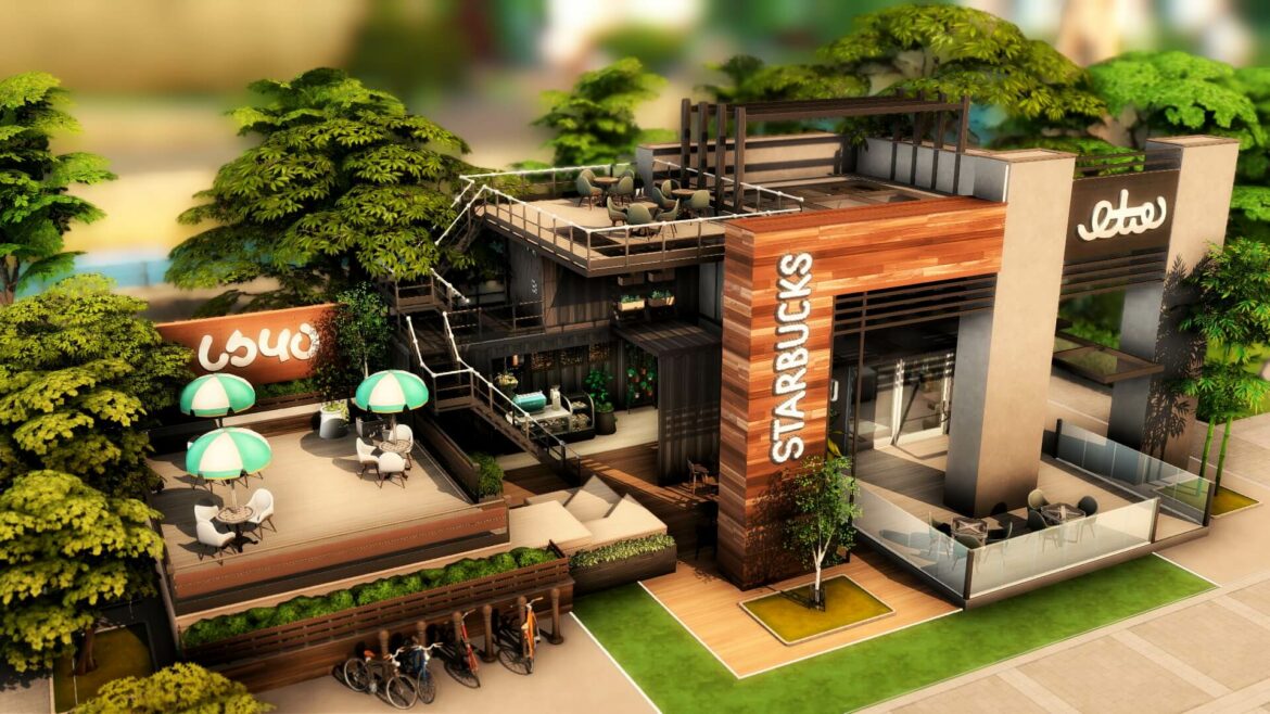 Sims 4 Starbucks Coffee Shop by plumbobkingdom