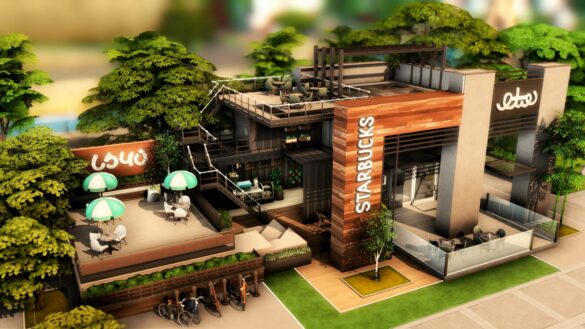 Sims 4 Starbucks Coffee Shop by plumbobkingdom