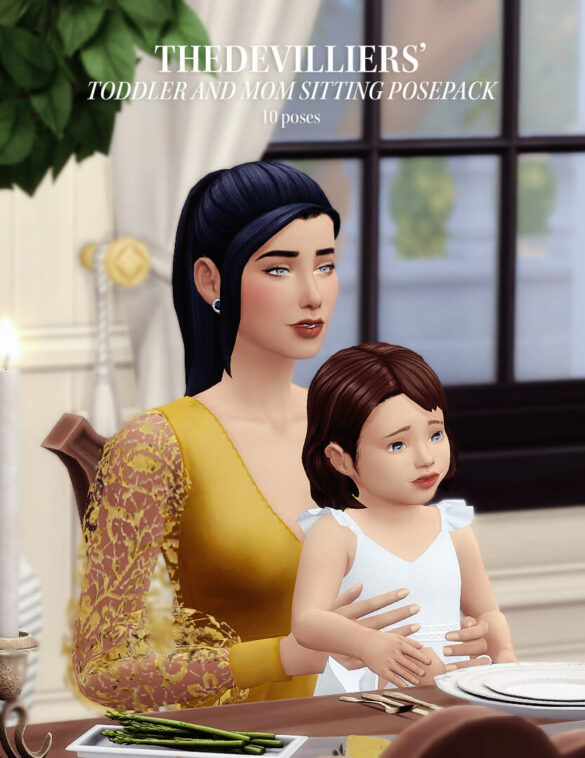 Sims 4 thedevilliers toddler and mom sitting posepack
