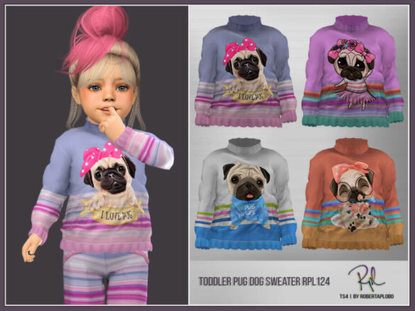 Sims 4 Toddler Pug Dog Sweater RPL124 by RobertaPLobo