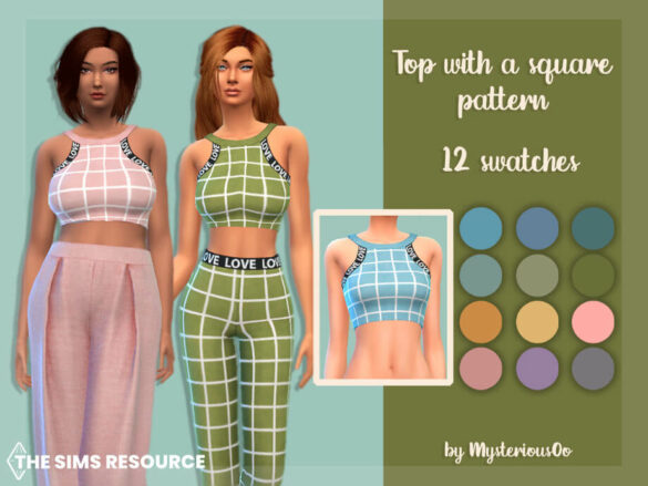 Sims 4 Top with a square pattern by MysteriousOo