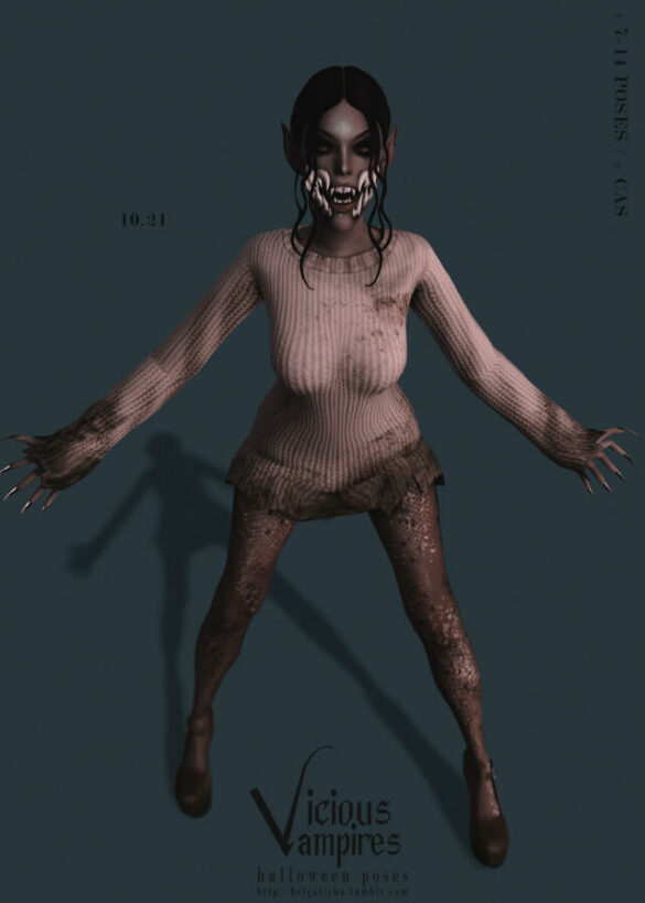 Sims 4 ts4 halloween poses vicious vampires pose pack
