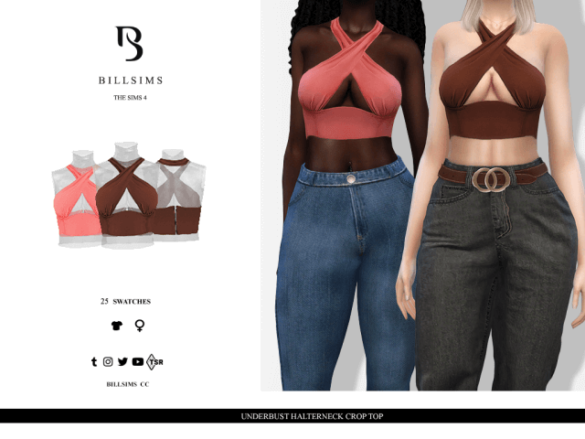 Sims 4 underbust halterneck crop top ts4 female