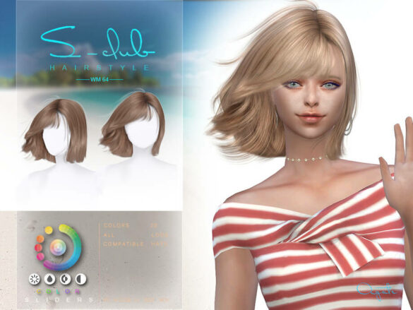 Sims 4 Wind short hair (Agate) by S-Club at TSR