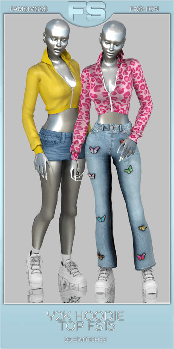 Sims 4 y2k hoodie top fs15