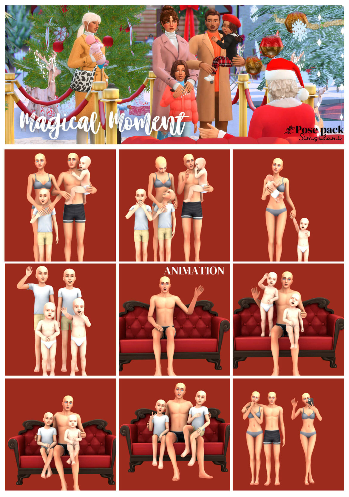 Sims 4 180 pose pack magical moment christmas market