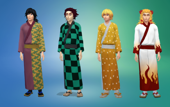 Sims 4 Adult Male Yukata Recolors – Demon Slayer
