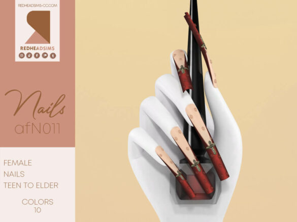 Sims 4 AF NAILS N011 at REDHEADSIMS