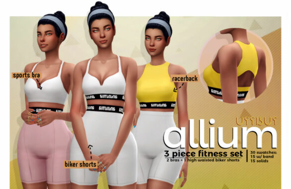 Sims 4 allium 3 piece fitness set 2 bras biker