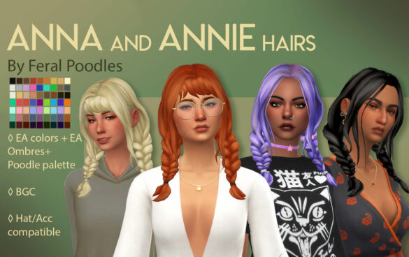 Sims 4 anna and annie hairs ts4 maxis match cc still