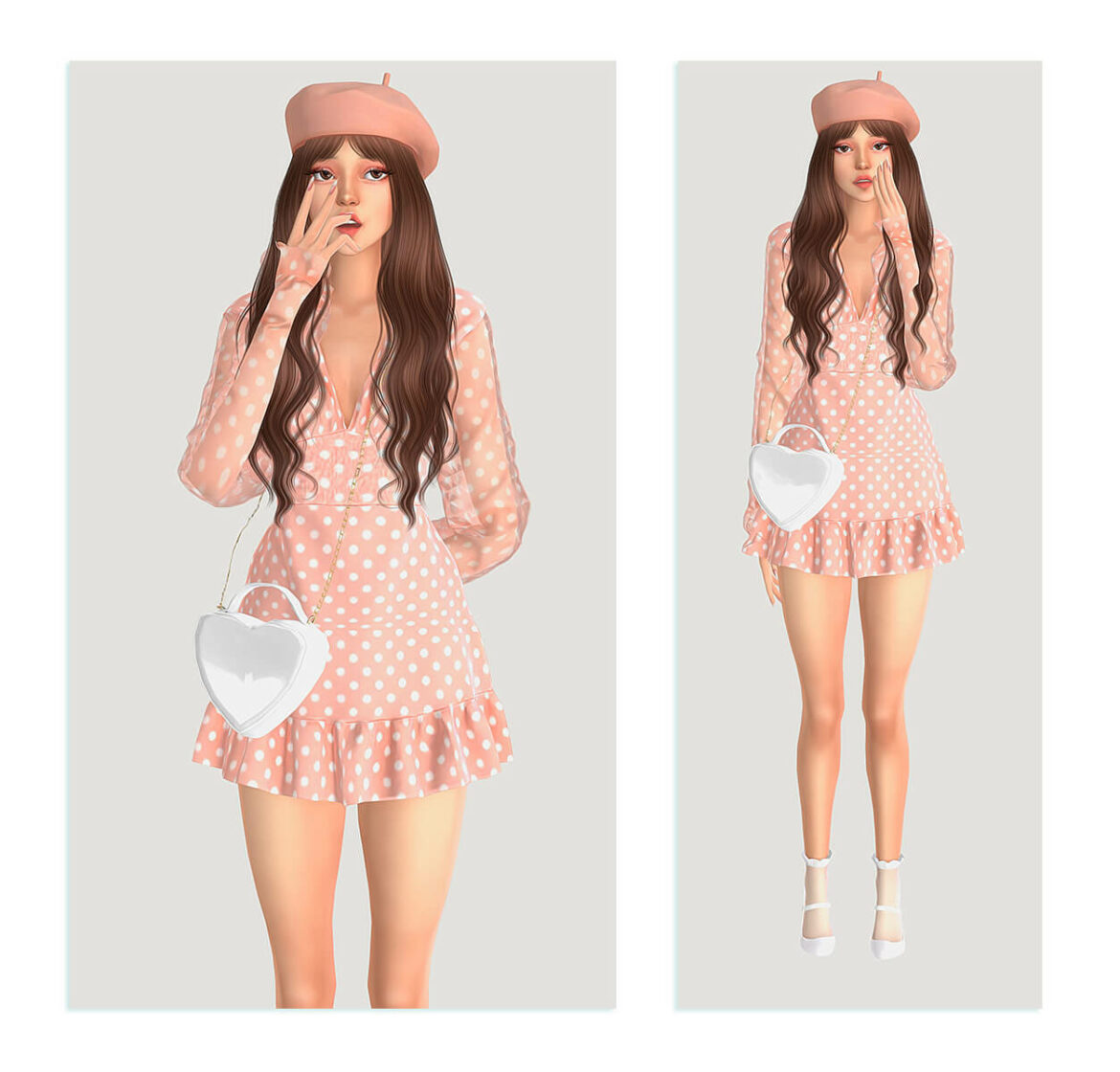 Sims 4 beret hair tsr dress bag socks