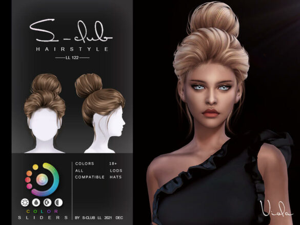 Sims 4 Big fancy bun (Viola) by S-Club at TSR