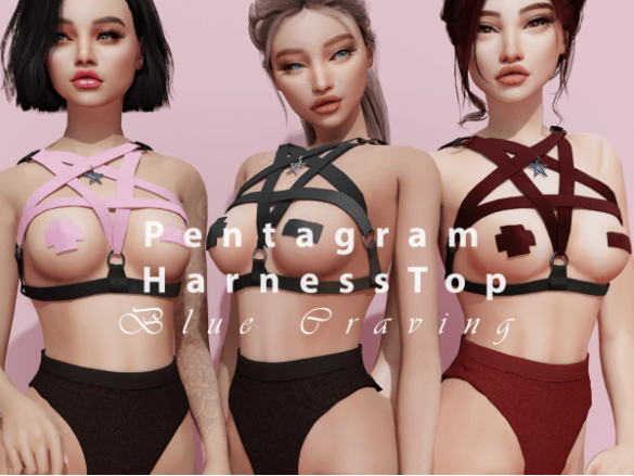 Sims 4 Blue Craving – Pentagram Harness Top