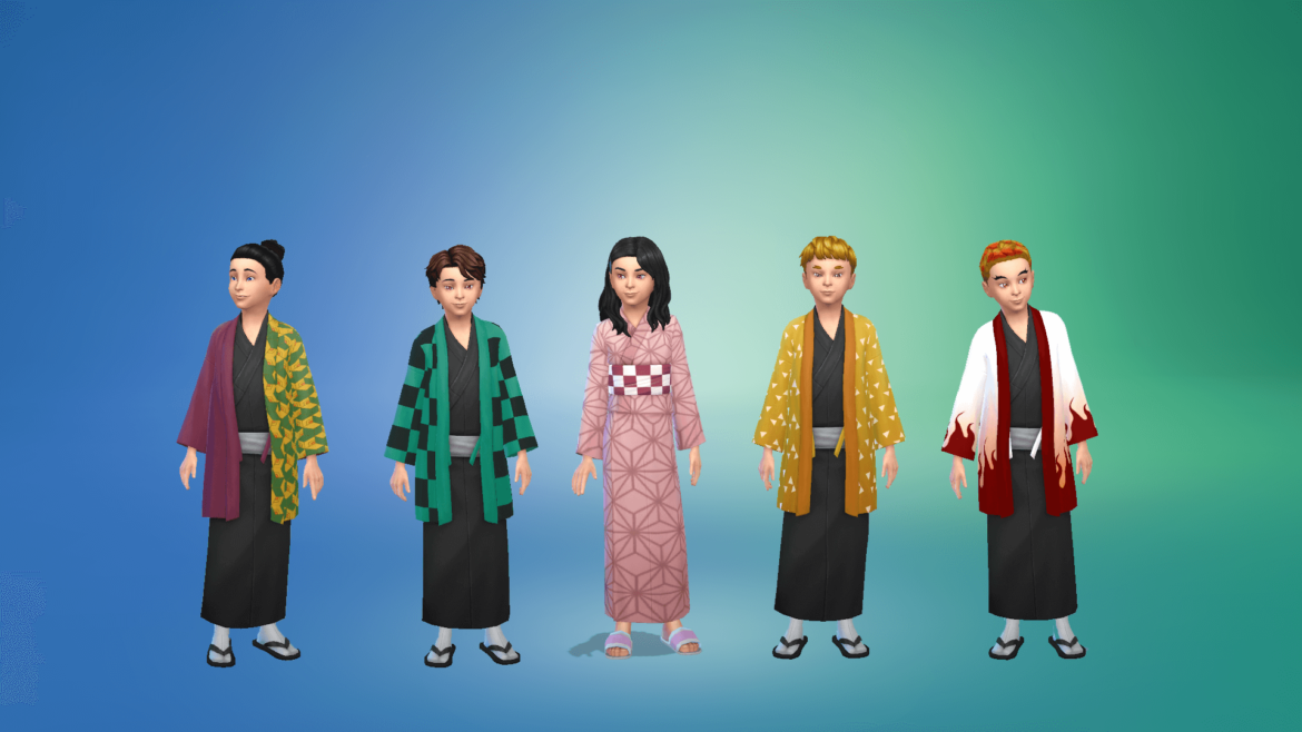 Sims 4 Child Yukata Recolors – Demon Slayer