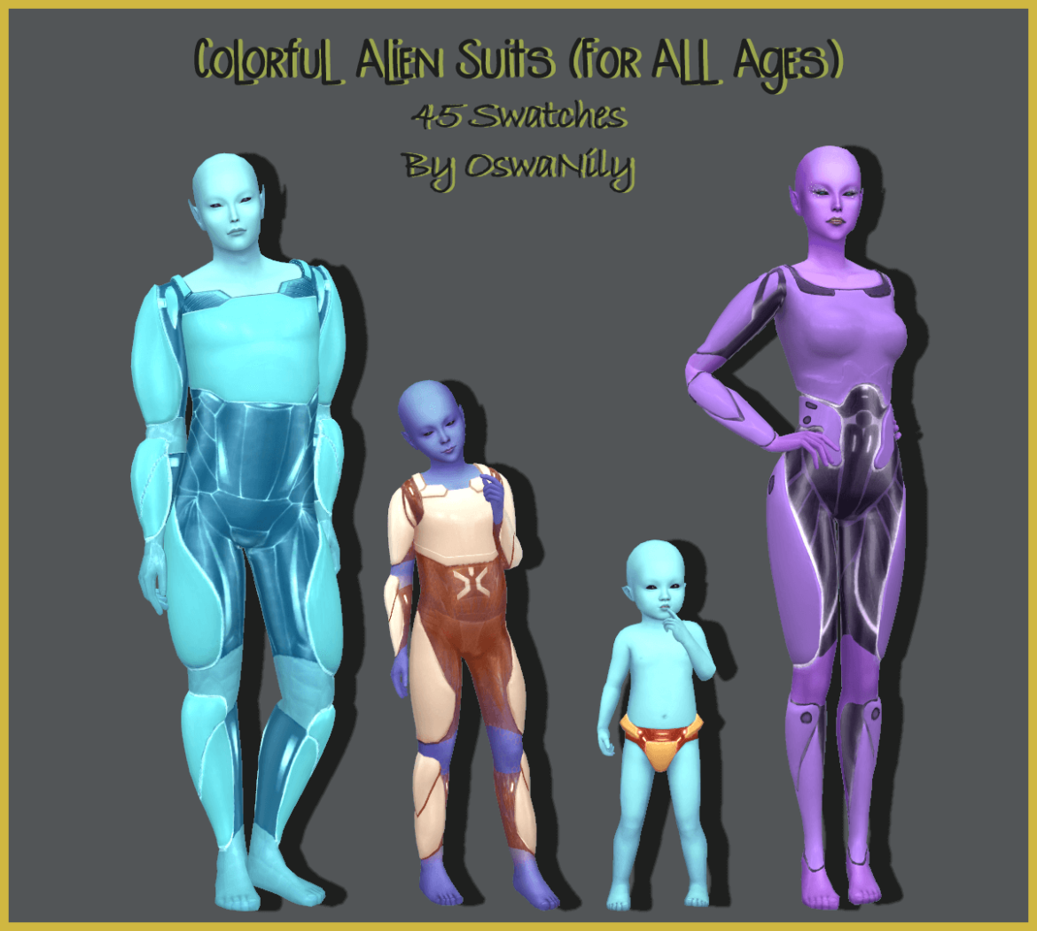Sims 4 colorful alien suits