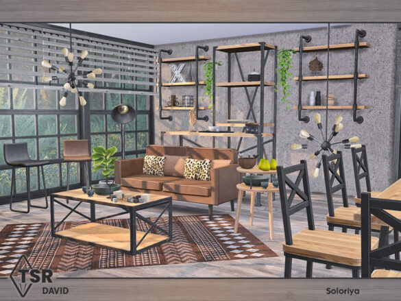 Sims 4 David Living Room by soloriya at TSR