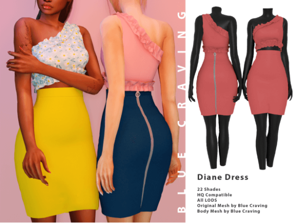 Sims 4 Diane Dress by Blue Craving