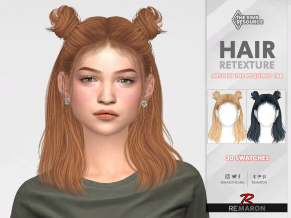 Double-Half Bun LL114 Hair Retexture by remaron