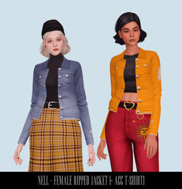 Sims 4 female ripped jacket acc t shirt female ripped