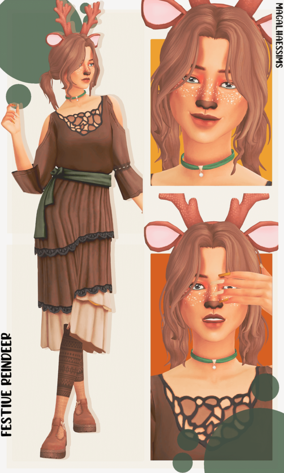Sims 4 festive reindeer maxis match lookbook outfit