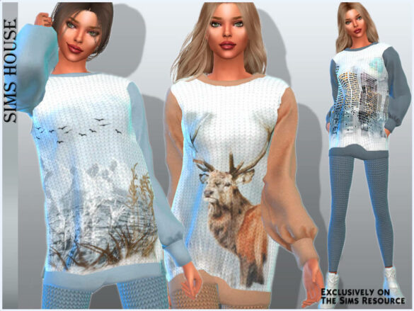 Sims 4 Home sweater with prints by Sims House