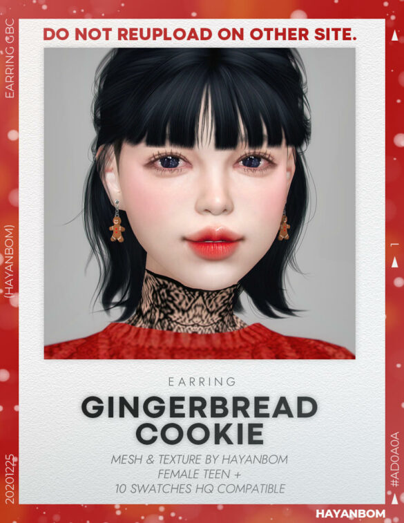 Sims 4 hyb earring gingerbread cookie
