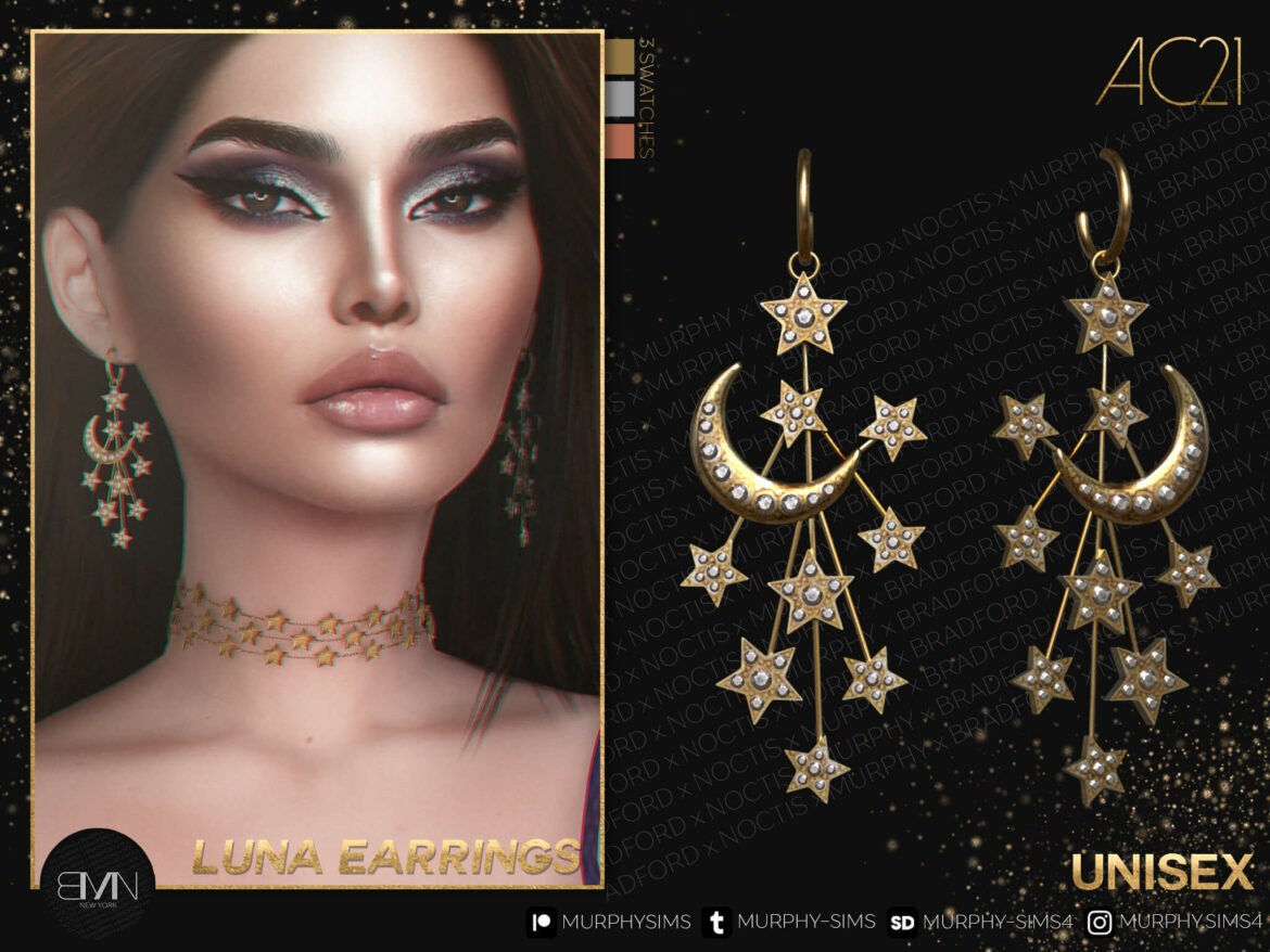 Sims 4 luna earrings ac21 day 4 100 new mesh