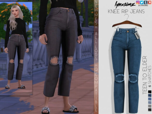 Sims 4 lynxsimz – knee rip jeans