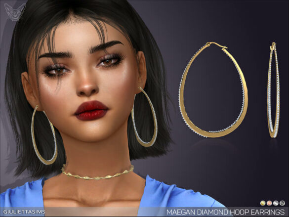 Sims 4 Maegan Diamond Hoop Earrings by feyona