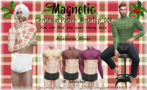 Sims 4 magnetic mesh top 007 christmas patten