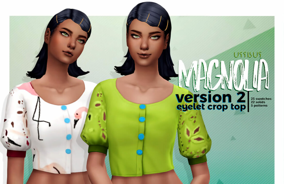 Sims 4 magnolia v2 cropped eyelet top