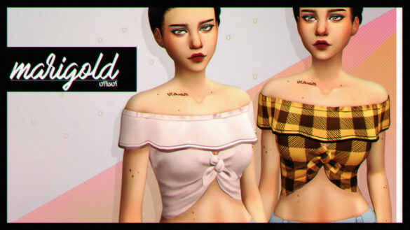 Sims 4 marigold off shoulder tied top