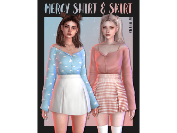 Sims 4 Mercy Shirt & Skirt by Trillyke